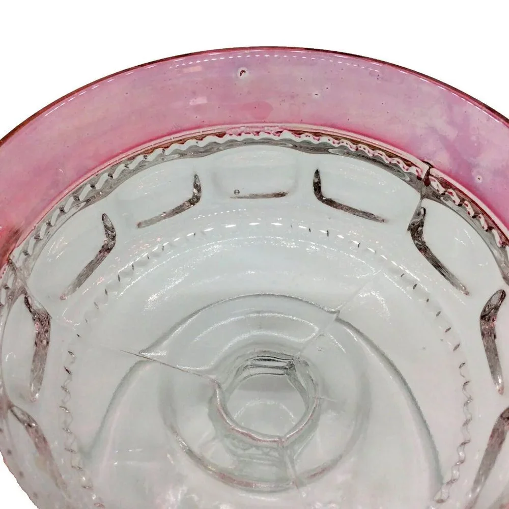 4 King's Crown Vintage Cranberry Flashed Band Thumbprint Footed Sherbet Compotes